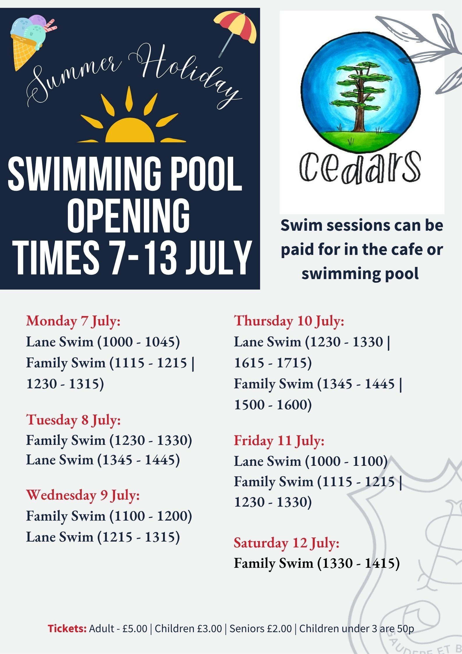 Summer Timetable - WEEK 1