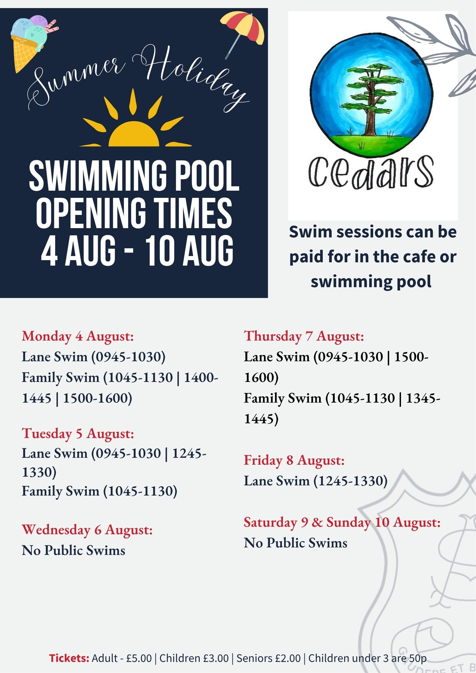 Summer Timetable - WEEK 5